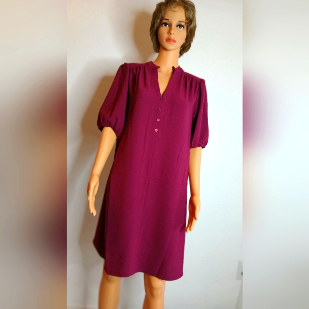 Cocktail Red wine Clover & Sloane Short Sleeve Shift Dress-Wine (NWT…
